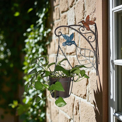Hanging Planter Pot Wall Bracket Metal Bird Garden