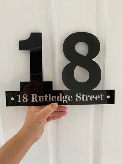 House Number Address Sign | Personalised Custom Black or White Acrylic Aussie Made