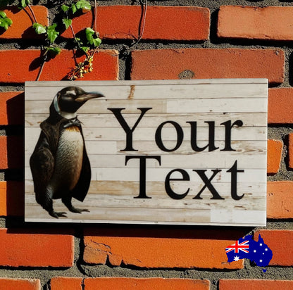 Penguin Retro Steampunk Personalised Custom Sign