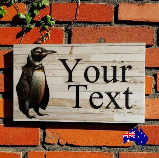 Penguin Retro Steampunk Personalised Custom Sign