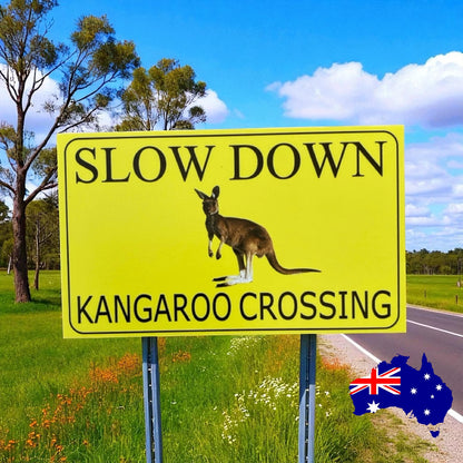 Slow Down Kangaroo Crossing Caution Outdoor Sign