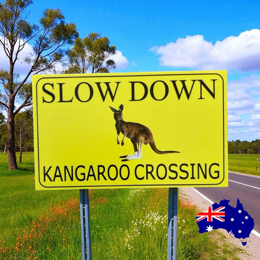 Slow Down Kangaroo Crossing Caution Outdoor Sign