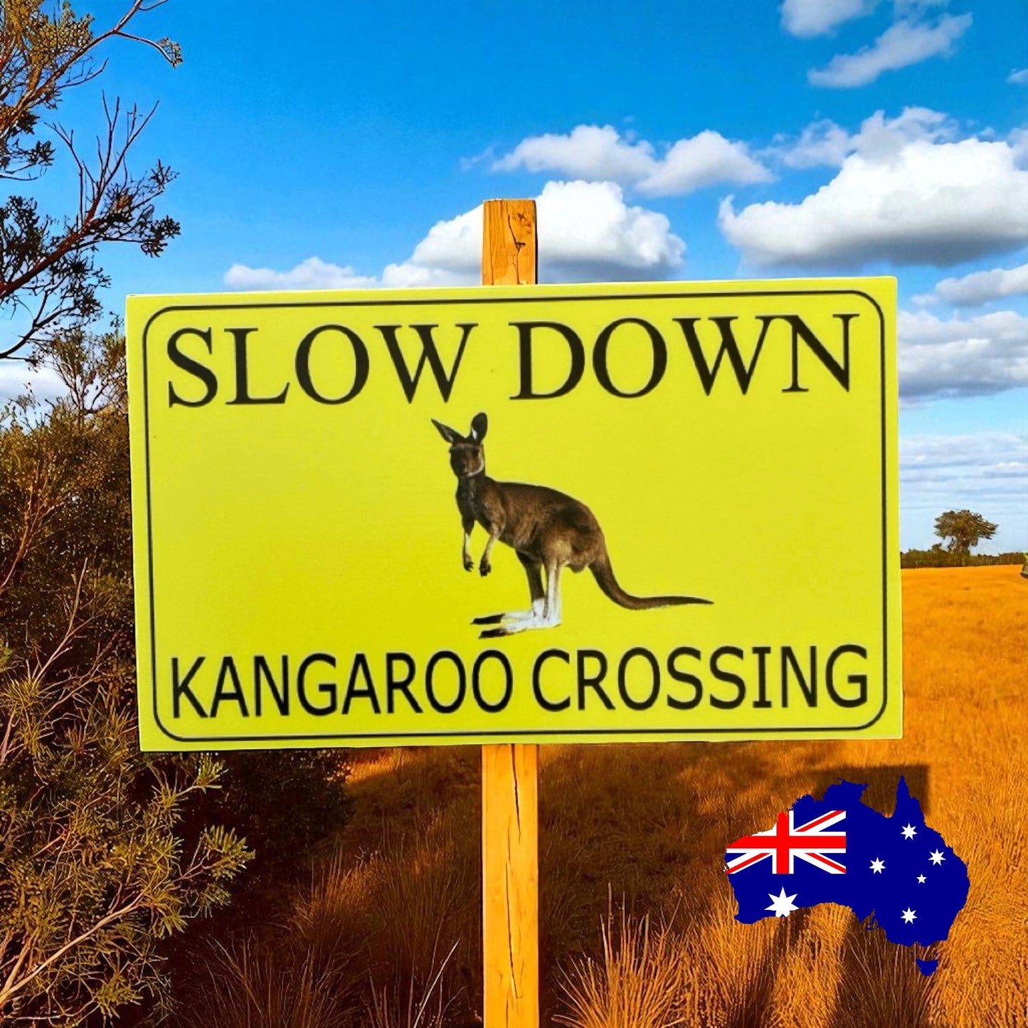 Slow Down Kangaroo Crossing Caution Outdoor Sign