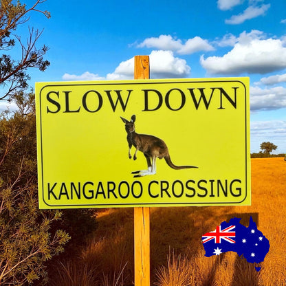 Slow Down Kangaroo Crossing Caution Outdoor Sign