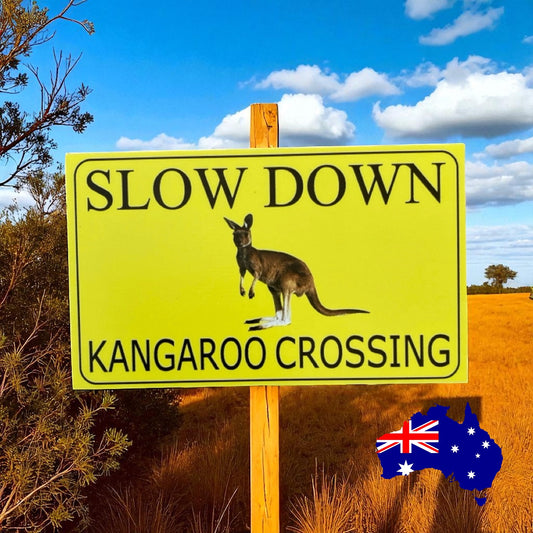 Slow Down Kangaroo Crossing Caution Outdoor Sign