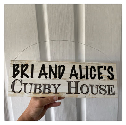 Cubby House Custom Personalised Kids Name Sign
