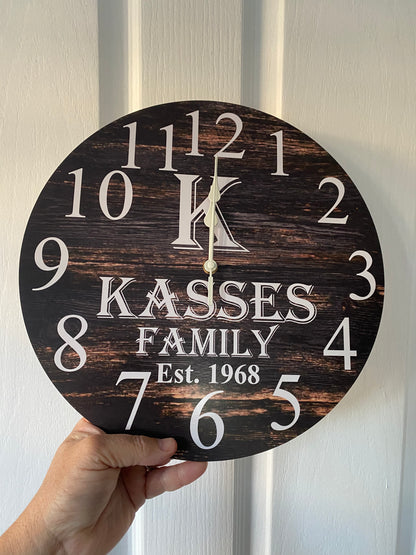 Family Custom Personalised Wall Clock 30cm | Aussie Made Housewarming Gift