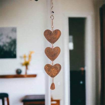 Hearts Hanging Heart with Bell Rustic - The Renmy Store Homewares & Gifts 