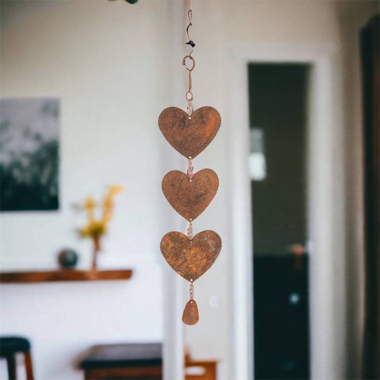 Chain Of Hearts Heart with Bell Rustic - The Renmy Store Homewares & Gifts 