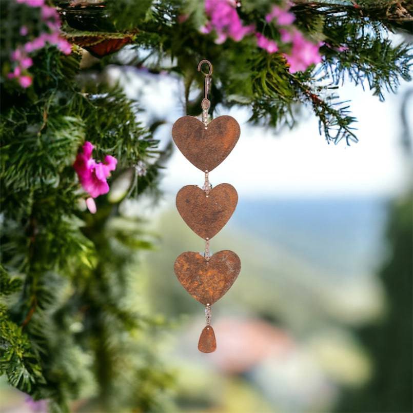 Chain Of Hearts Heart with Bell Rustic - The Renmy Store Homewares & Gifts 