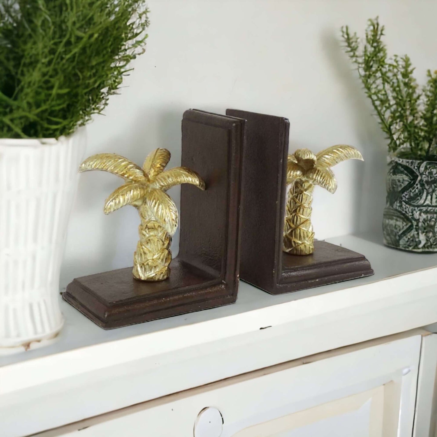 Book Ends Bookends Palm Trees Gold