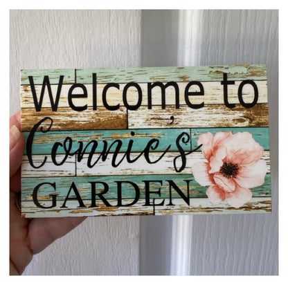 Welcome Garden Custom Personalised Sign Flower
