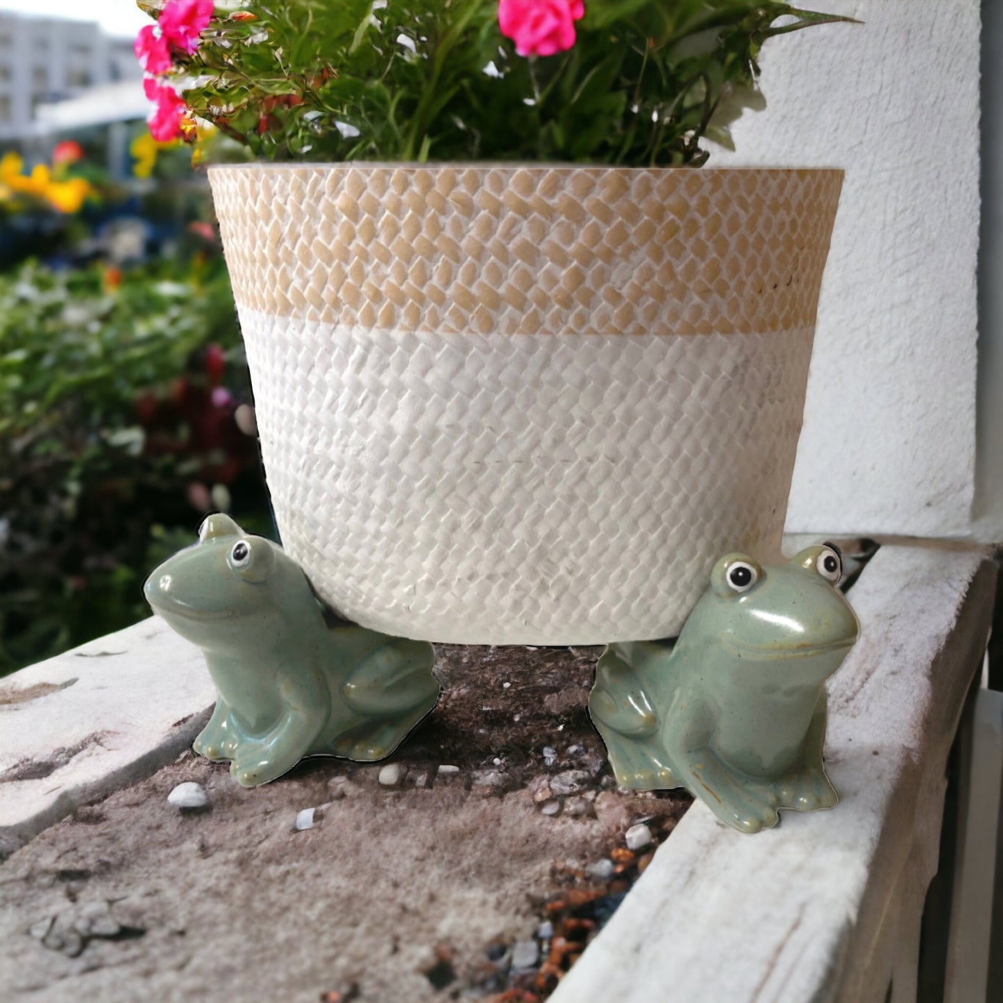 Pot Plant Feet Frog Set of 3 Aqua