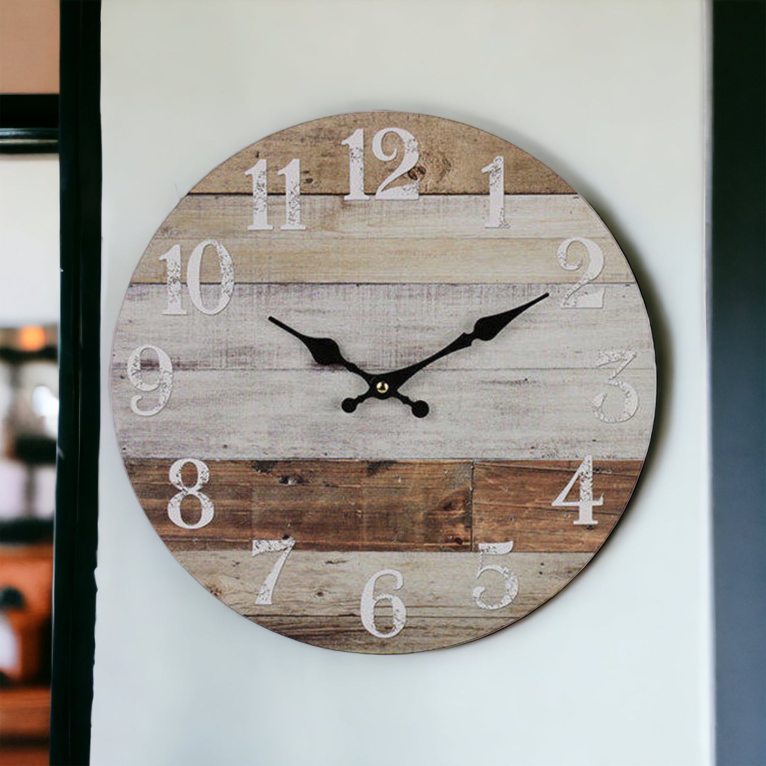 Clock Wall Rustic Weathered Wood Style - The Renmy Store Homewares & Gifts 