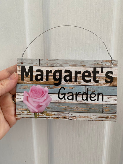 Garden Rose Pink Personalised Custom Sign | Floral Acrylic Signage | Aussie Made