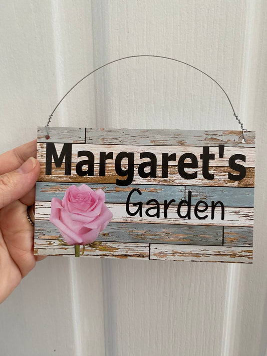 Garden Rose Pink Personalised Custom Sign | Floral Acrylic Signage | Aussie Made
