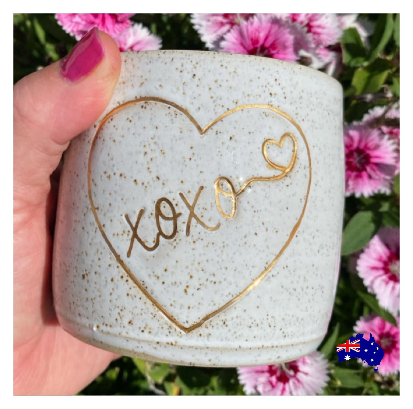 Mug Cup Kisses Hug Love Pottery Ceramic Aussie Made