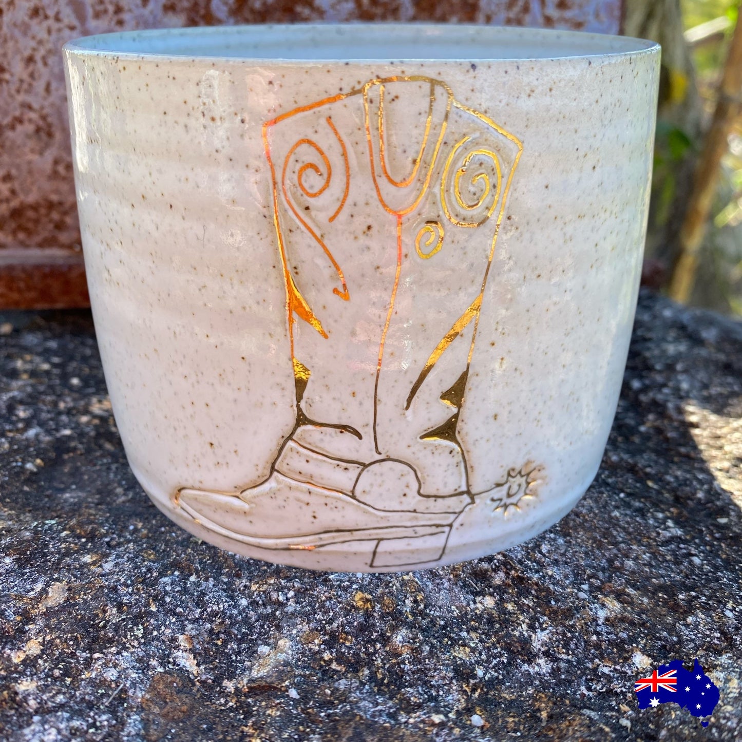 Mug Cup Country Boots Pottery Ceramic Aussie Made