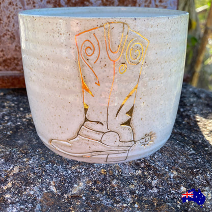 Mug Cup Country Boots Pottery Ceramic Aussie Made