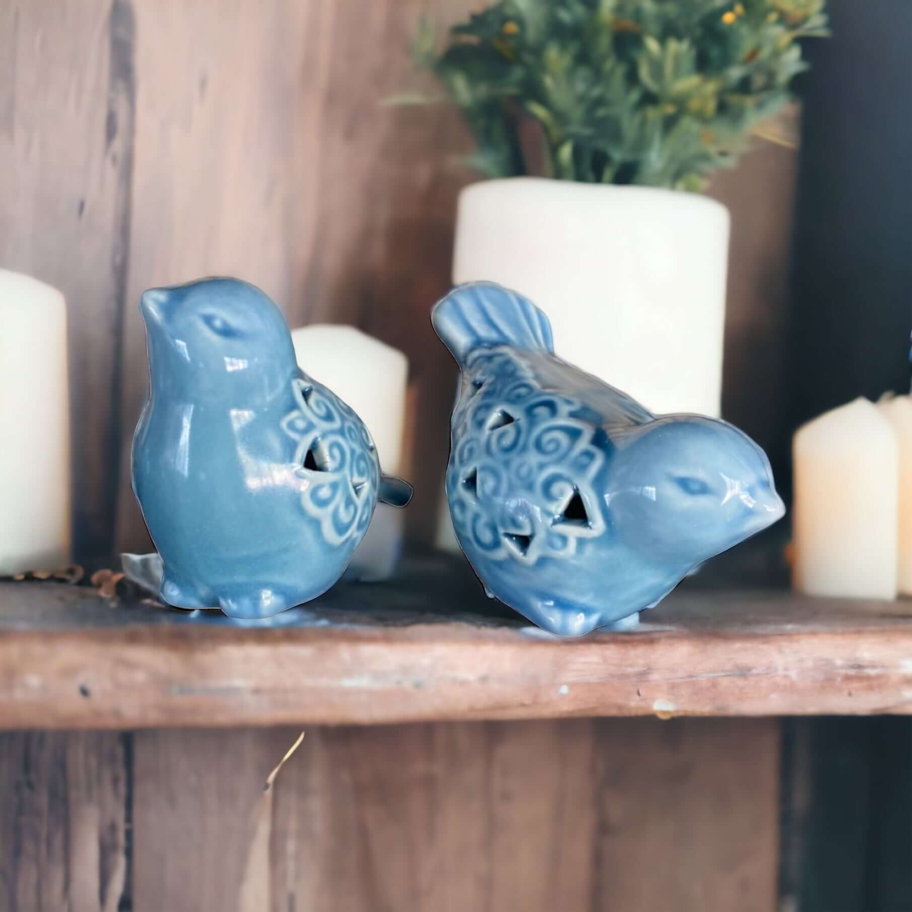 Bird Birds Blue Décor Set Of 2 - The Renmy Store Homewares & Gifts 