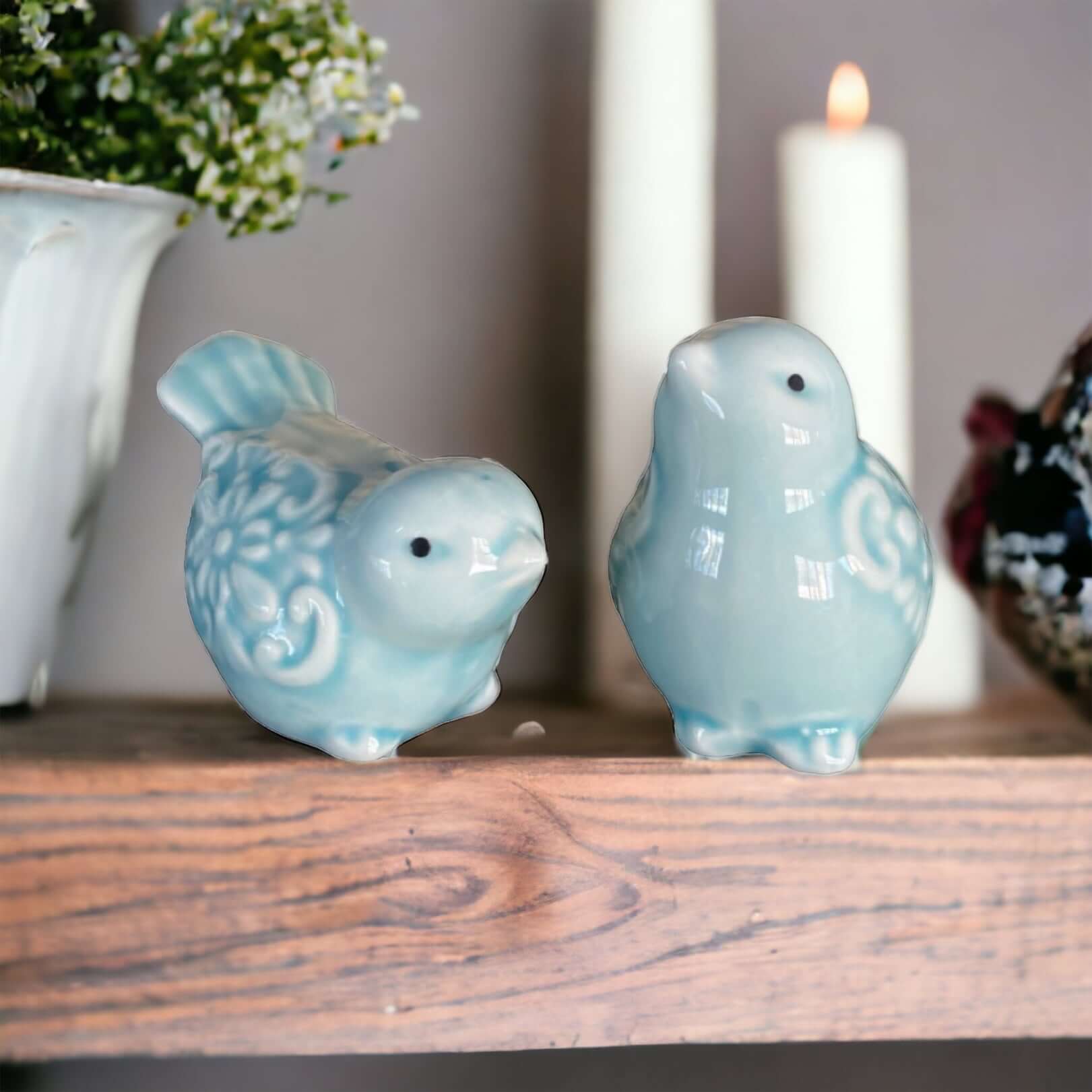 Bird Birds Light Blue Décor Set Of 2 - The Renmy Store Homewares & Gifts 