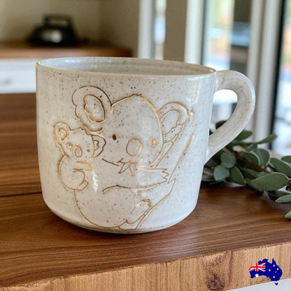 Handmade Baby Koala Ceramic Mug Cup | Aussie Made Wolf and Clay Wildlife Gift
