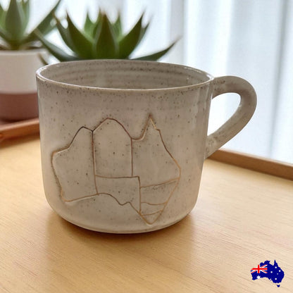 Mug Cup Australia Map Pottery Ceramic Aussie Made
