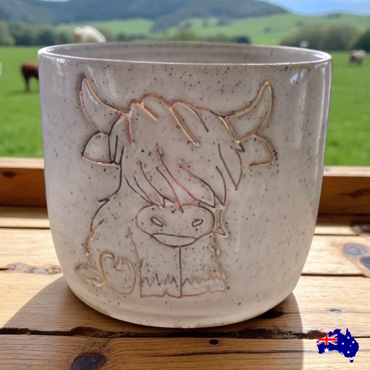 Mug Cup Baby Highland Cow Pottery Ceramic Aussie Made