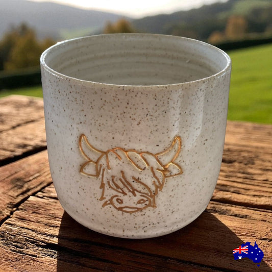 Mug Cup Highland Cow Farm Pottery Ceramic Aussie Made