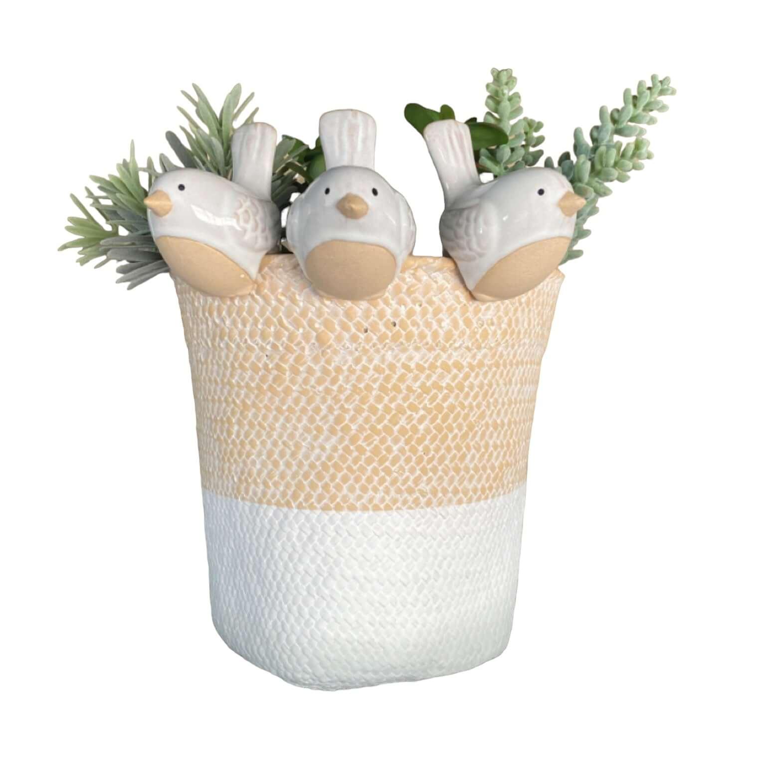 Bird Pot Sitter Hanger Planter x 3 French White - The Renmy Store Homewares & Gifts 