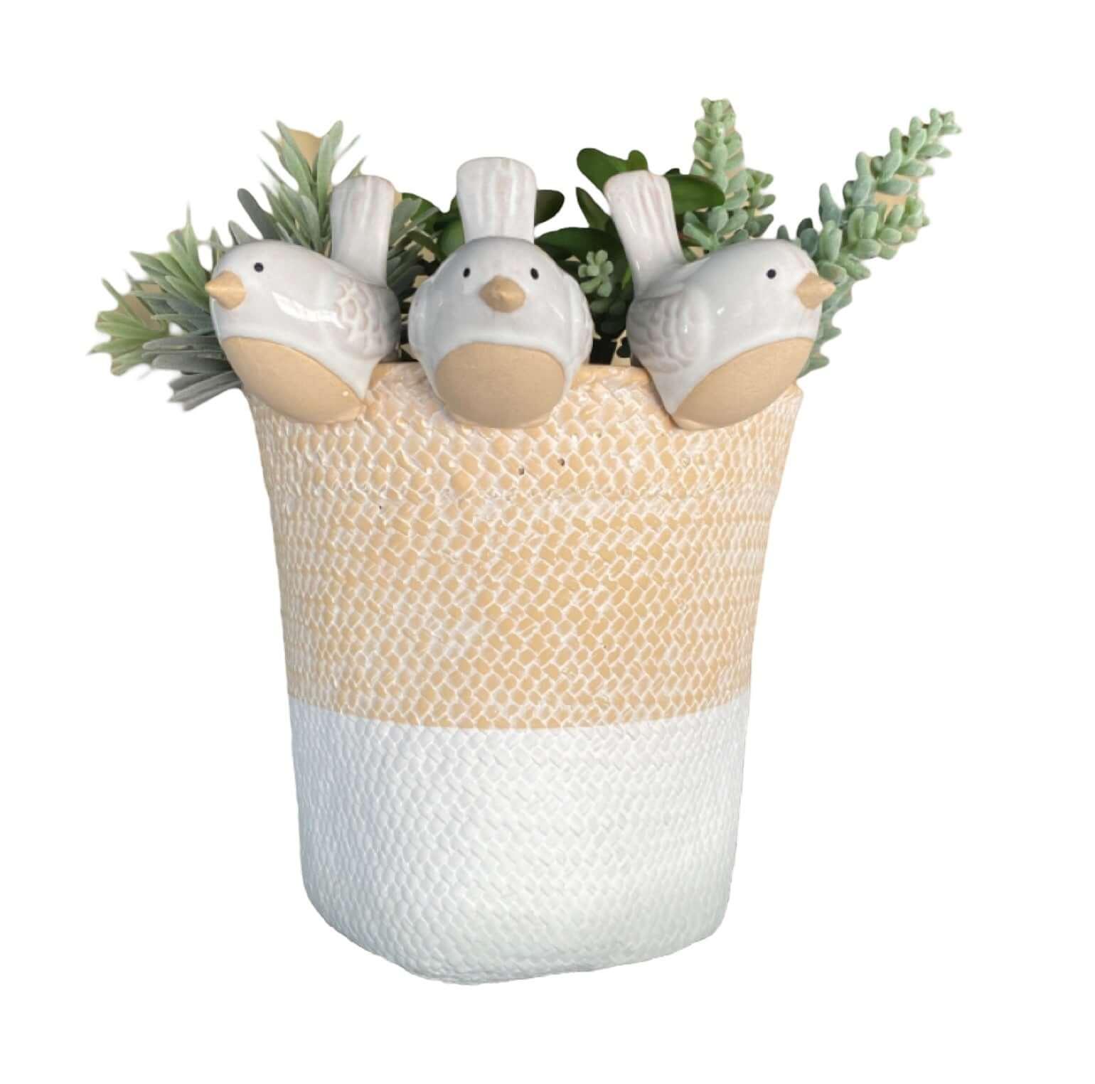 Bird Pot Sitter Hanger Planter x 3 French White - The Renmy Store Homewares & Gifts 