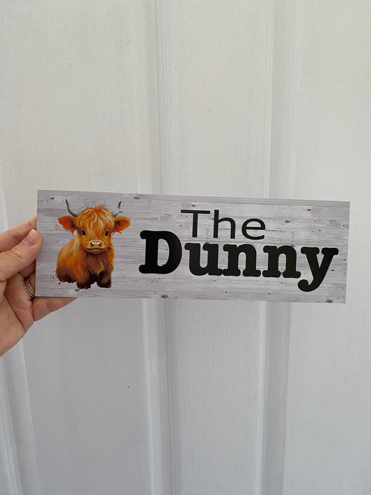 The Dunny Sign - Highland Cow Toilet - Australian Made