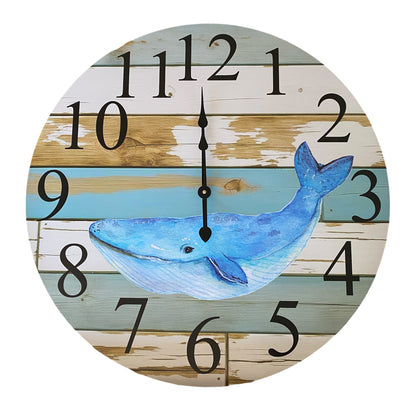 Whale Coastal Wall Clock 30cm 60cm - Aussie Made