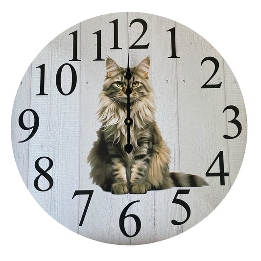 Maine Coon Cat Wall Clock | Aussie Made 30cm 60cm