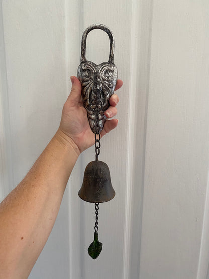 Vintage Cast Iron Doorbell with Heart Lock Detail | Rustic Farmhouse Bell