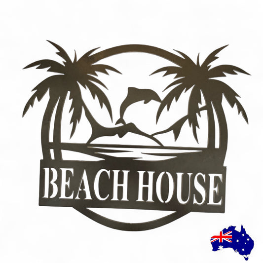House Property Dolphin Palm Personalised Custom Rusty Metal Steel Sign