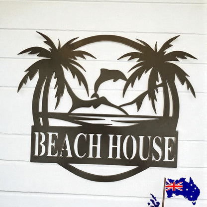 House Property Dolphin Palm Personalised Custom Rusty Metal Steel Sign