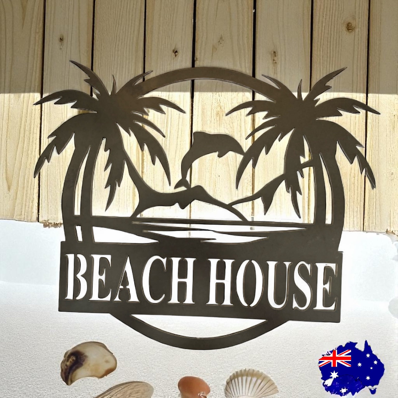 House Property Dolphin Palm Personalised Custom Rusty Metal Steel Sign