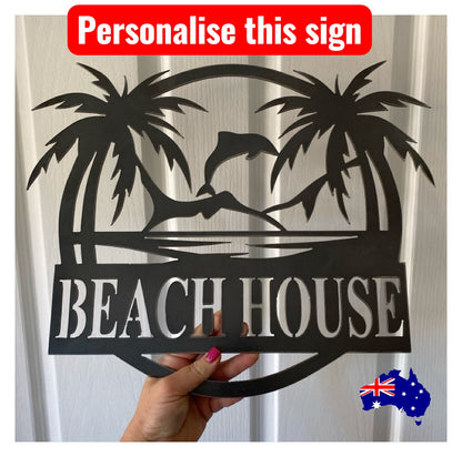 House Property Dolphin Palm Personalised Custom Rusty Metal Steel Sign
