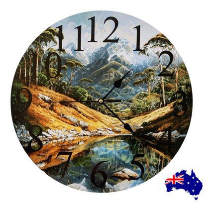 Clock Wall Bush Creek Mountains 30cm 60cm Aussie Made