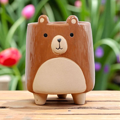 Brown Bear Planter Pot | Ceramic Succulent & Cactus Pot 7x10cm