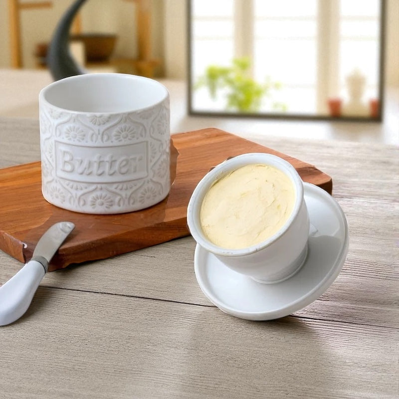 Butter Crock Vintage Antique French White