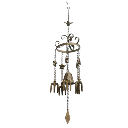 Vintage Cast Iron Bird Wind Chime, 65cm