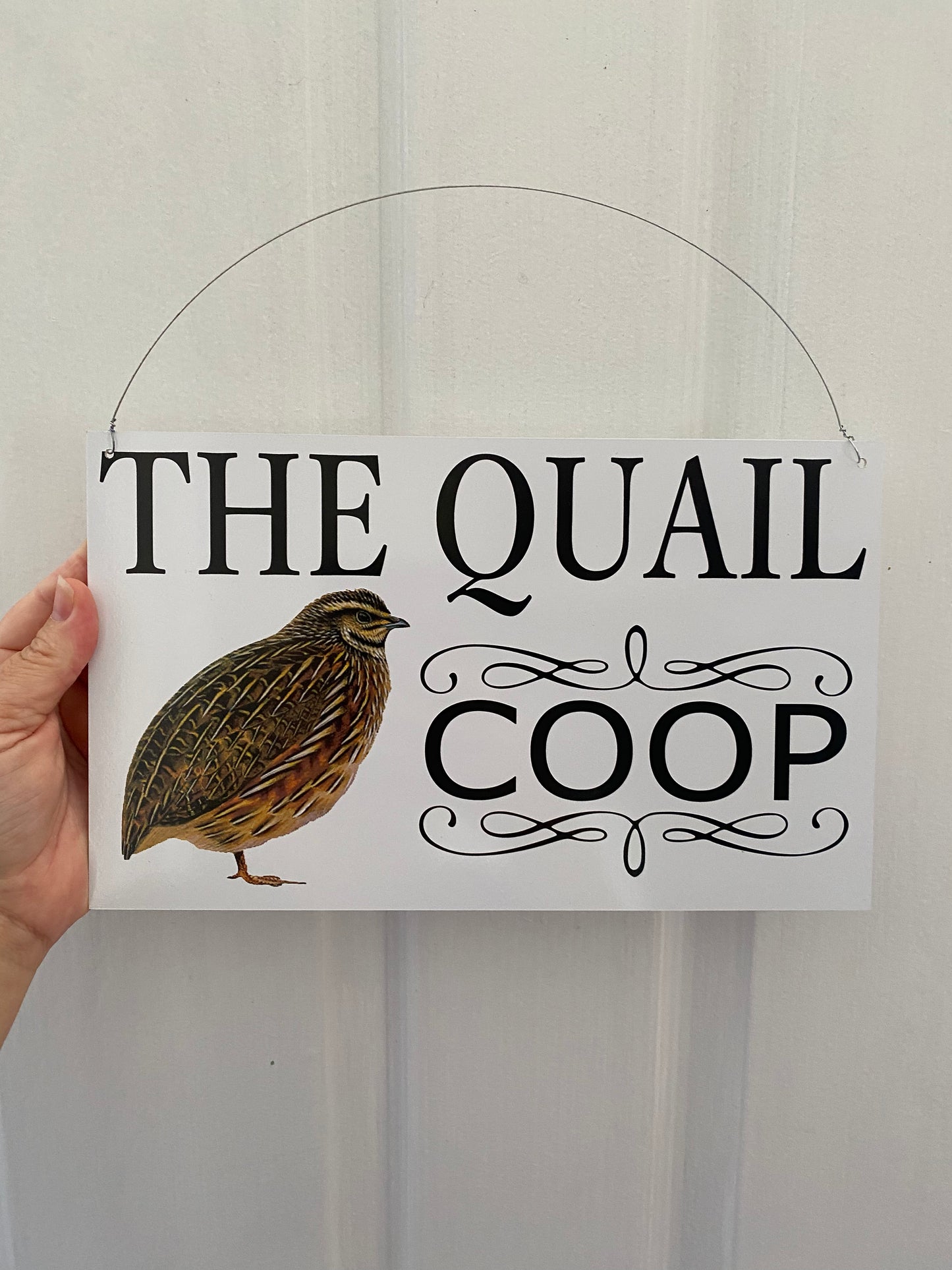 Quail Coop Original White Aussie Made and Owned Design Sign