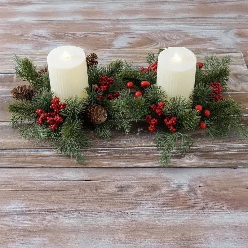 Christmas Candle Wreath Rings Table Decoration