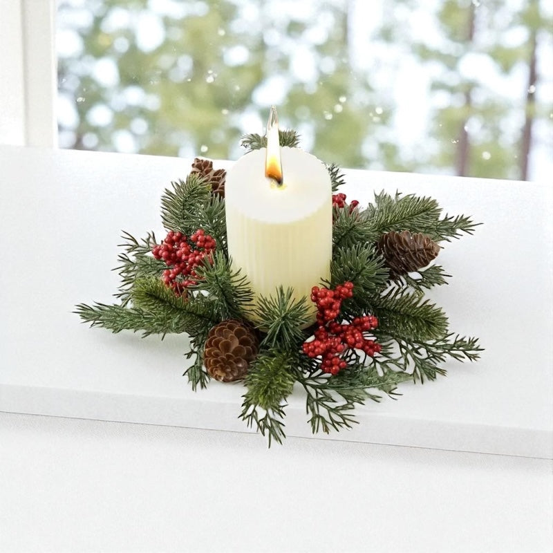 Christmas Candle Wreath Rings Table Decoration