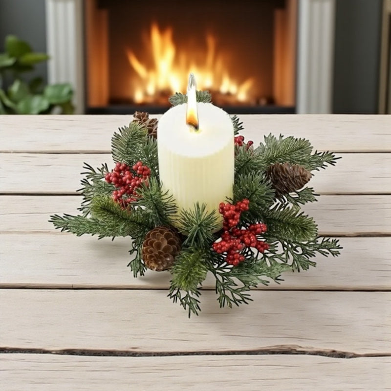 Christmas Candle Wreath Rings Table Decoration