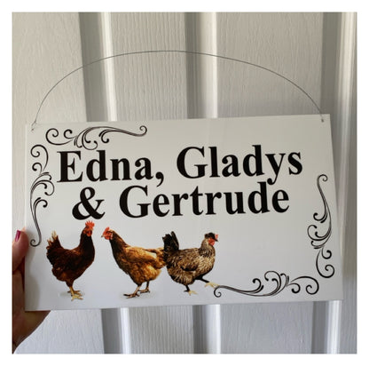 Chicken Hen Coop Personalised Custom White Sign