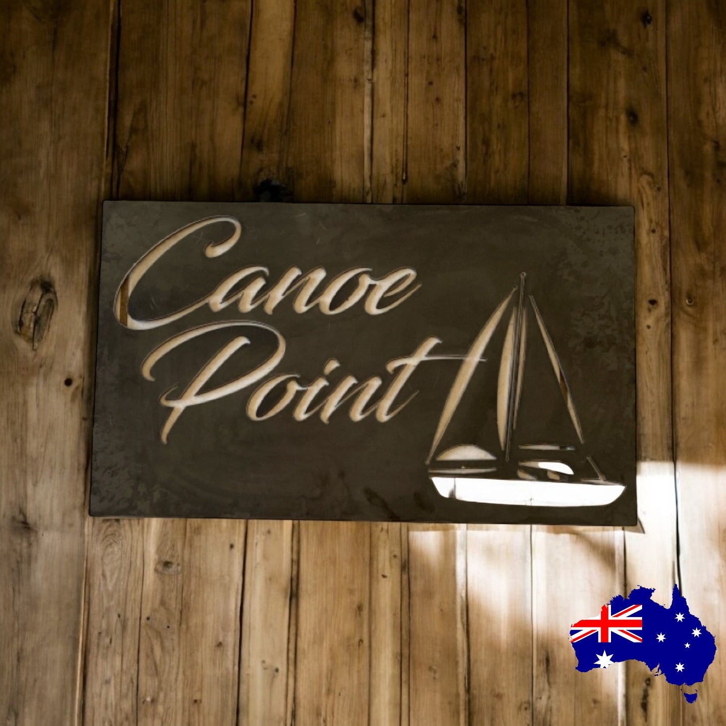 Sailboat Nautical Boat Personalised House Number Metal Steel Sign