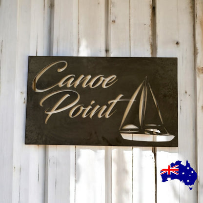 Sailboat Nautical Boat Personalised House Number Metal Steel Sign